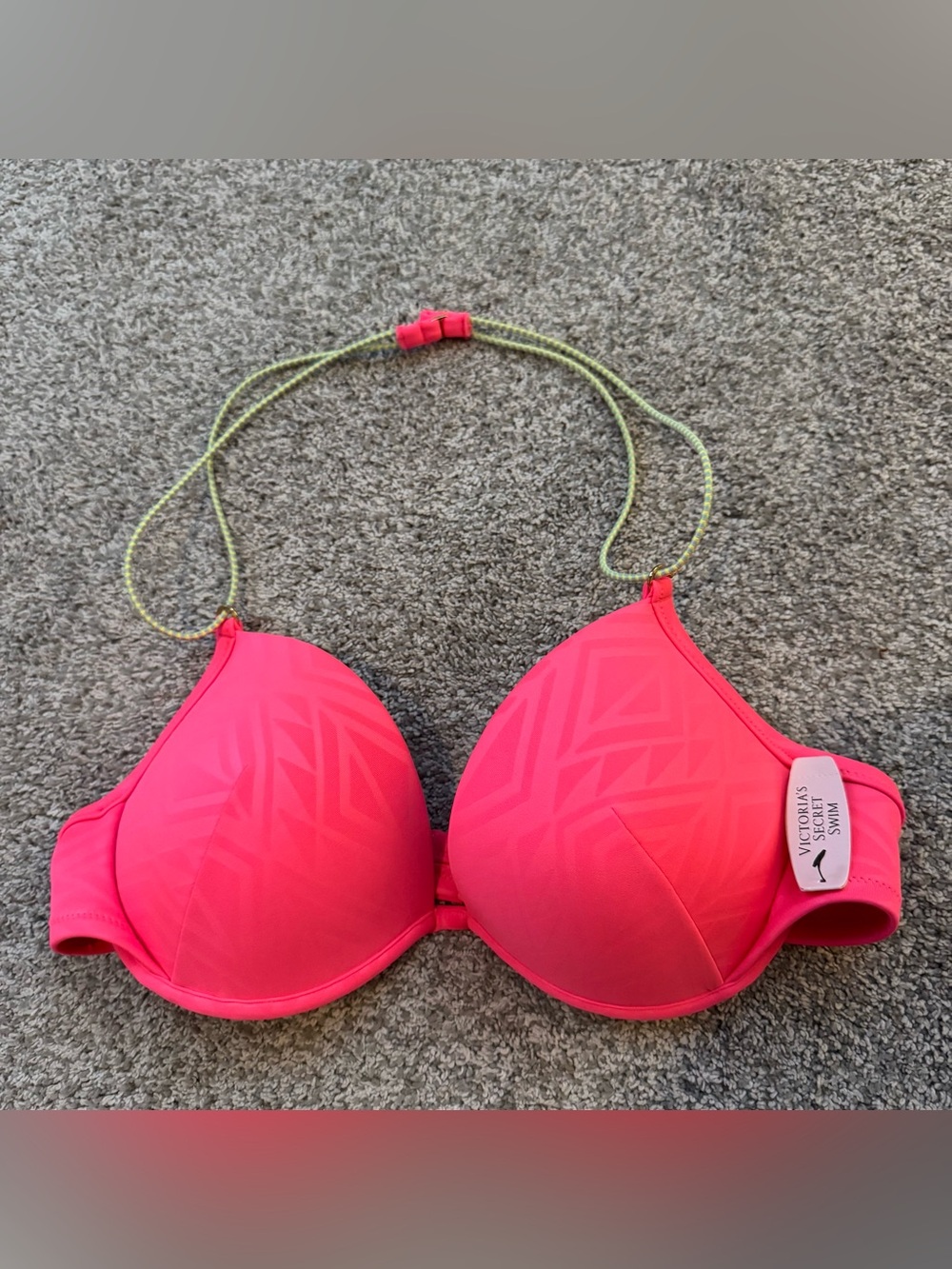 NWT Victoria’s Secret Swim The Fabulous Size 36C Hot Pink Push-Up Bikini Top